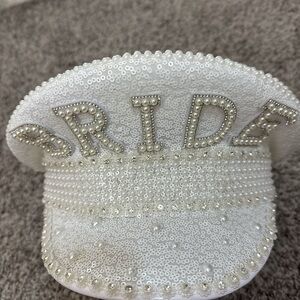 White Pearl Embellished Bride Cap
